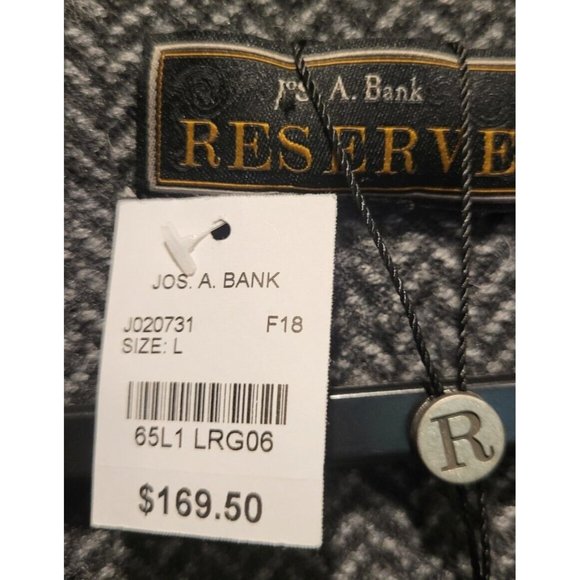 New Jos A Bank Reserve Wool Blend V Neck Sweater Sz L Gray Herringbone - Picture 4 of 5